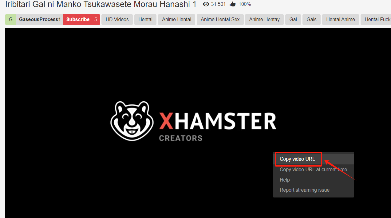 Copy xhamster video link